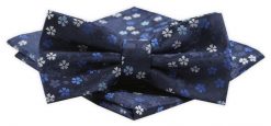 Mucha Męska Alties z Poszetką - Granatowa we Wzór Kwiatowy. Niebieskie krawaty i muchy męskie Alties, bez wzorów, eleganckie. Za 54.00 zł.