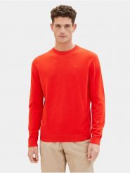 Tom Tailor Sweter 1039810 Czerwony Regular Fit. Czerwone kardigany męskie Tom Tailor, l, bez wzorów, z bawełny, bez ramiączek. Za 169.99 zł.