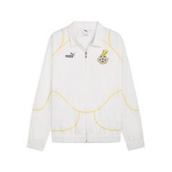 Męska kurtka dresowa Ghana ftblStatement PUMA White Pelé Yellow. Białe kurtki treningowe męskie Puma, m, z aplikacjami, z dresówki, bez kaptura, do biegania. Za 459.00 zł.