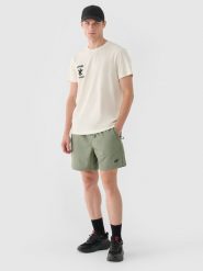 4F Spodenki casual męskie - oliwkowe XXL. Brązowe szorty męskie 4f, bez wzorów, z bawełny, casualowe. W wyprzedaży za 59.99 zł.