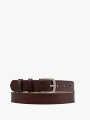 Ciemnobrązowy pasek męski ze skóry licowej. Brązowe paski męskie Ryłko, bez wzorów, ze skóry, eleganckie. Za 129.99 zł.