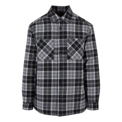 Męska Wyściełana Kurtka Koszulowa W Kratę. Białe kurtki męskie Urban Classics, m, bez wzorów, sportowe, bez ramiączek, bez kaptura. Za 220.99 zł.