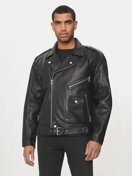 Calvin Klein Jeans Kurtka skórzana J30J325600 Czarny Regular Fit. Czarne kurtki męskie Calvin Klein Jeans, m, bez wzorów, z jeansu, bez ramiączek, bez kaptura. Za 1,259.00 zł.