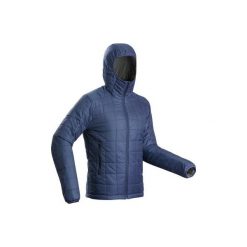 Kurtka trekkingowa Trek 100 z kapturem męska. Brązowe kurtki męskie FORCLAZ, m, bez wzorów, z materiału, bez ramiączek, z kapturem. Za 119.99 zł.