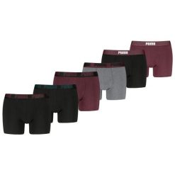 Puma bokserki męskie 6-pack Black / Burgundy / Grey. Czerwone bokserki męskie Puma, m, bez wzorów, z bawełny. W wyprzedaży za 286.22 zł.