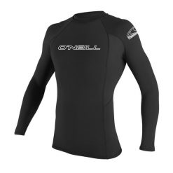 Koszulka ONEILL BASIC SKINS L/S RASH GUARD. Czarne koszulki męskie z długim rękawem O'Neill, l, bez wzorów, z lycry, sportowe, bez kołnierzyka, bez ramiączek. Za 145.70 zł.