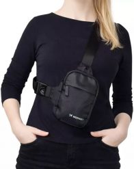 Wozinsky Mini saszetka na ramię WMS-W1 dwukomorowa na telefon unisex - czarna. Czarne saszetki męskie Wozinsky, bez wzorów. Za 40.69 zł.