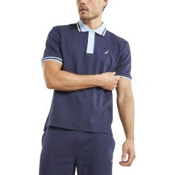 Koszulka Polo Męska Nautica Langley. Niebieskie koszulki polo męskie Nautica, m, bez wzorów, eleganckie, bez kołnierzyka, bez ramiączek. Za 269.00 zł.