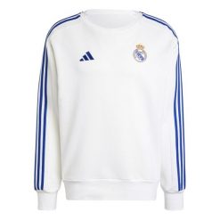 Bluza Real Madrid DNA 2024/25. Białe bluzy nierozpinane męskie ADIDAS, bez wzorów, z dresówki, sportowe, bez ramiączek, bez kaptura. Za 270.15 zł.