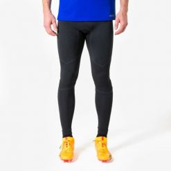Legginsy piłkarskie Kipsta Keepdry Warm. Czarne bielizna termoaktywna męska KIPSTA, xl, bez wzorów, z dzianiny, do piłki nożnej. Za 119.99 zł.