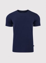 PAKO LORENTE – Granatowy gładki T-shirt Basic. Niebieskie t-shirty męskie Pako Lorente, m, bez wzorów, z bawełny, bez kołnierzyka, bez ramiączek. Za 79.99 zł.