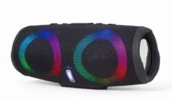 PRZENOŚNY GŁOŚNIK BLUETOOTH LED RMS 2X 5W, WBUDOWANY MIKROFON, KOLOR CZARNY, USB, AUX, MICROSD. Czarne głośniki przenośne Gembird. Za 64.99 zł.