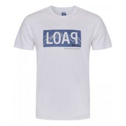 Loap Koszulka Męska Akron White S. Białe t-shirty sportowe męskie Loap, z nadrukiem, z bawełny, sportowe, z krótkim rękawem. W wyprzedaży za 39.00 zł.