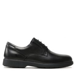 Półbuty Geox. Czarne eleganckie półbuty męskie Geox, wizytowe, bez obcasa, bez zapięcia. Za 449.99 zł.