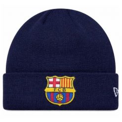 FC Barcelona x New Era czapka zimowa junior granatowa. Niebieskie czapki męskie FC Barcelona, na zimę, bez wzorów, sportowe. Za 129.00 zł.