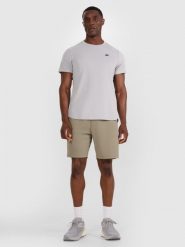 4F Spodenki treningowe szybkoschnące męskie - oliwkowe/khaki XL. Brązowe szorty sportowe męskie 4f, w ażurowe wzory, z dzianiny, sportowe. Za 149.99 zł.