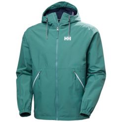 Kurtka wodoodporna z kapturem Helly Hansen Sandoy. Zielone kurtki męskie Helly Hansen, l, bez wzorów, bez ramiączek, z kapturem. Za 631.00 zł.