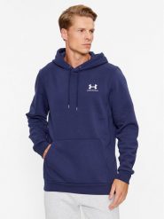 Under Armour Bluza Ua Essential Fleece Hoodie 1373880 Granatowy Loose Fit. Niebieskie bluzy nierozpinane męskie Under Armour, l, bez wzorów, z bawełny, bez ramiączek, bez kaptura. Za 209.99 zł.