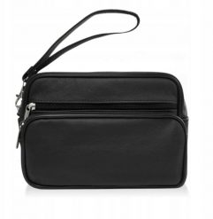 Abruzzo Saszetka męska skórzana do ręki klasyczna czarna mała ABR-09. Czarne saszetki męskie Abruzzo, bez wzorów, małe. Za 144.75 zł.