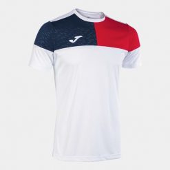 Koszulka Joma Crew Sport 2XS Biało-Czerwono-Granatowa. Białe t-shirty sportowe męskie Joma, xs, bez wzorów, sportowe, bez ramiączek. Za 160.99 zł.