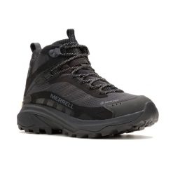 Buty turystyczne męskie Merrell Moab Speed 2 Mid Gtx. Czarne buty trekkingowe męskie Merrell, bez wzorów, sportowe, bez obcasa, bez zapięcia. Za 659.99 zł.