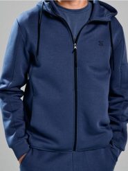 Rozpinana bluza z kapturem - niebieski. Niebieskie bluzy z kapturem męskie Sinsay, l, bez wzorów, z kapturem. Za 79.99 zł.