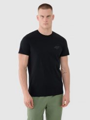4F T-shirt regular z nadrukiem męski - czarny XXL. Czarne t-shirty męskie 4f, m, bez wzorów, z bawełny, bez kołnierzyka, bez ramiączek. W wyprzedaży za 49.99 zł.