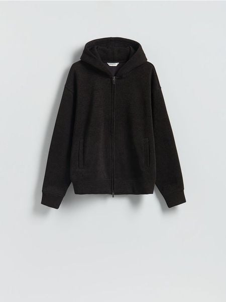 Bluza z kapturem - ciemnobrązowy. Brązowe bluzy nierozpinane męskie Reserved, l, bez wzorów, z dzianiny, z kapturem. Za 159.99 zł.