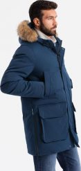 Kurtka męska Ombre Długa ocieplana męska kurtka parka z rozpinanym dołem granatowa V5 OM-JALJ-0184 M. Kurtki męskie Ombre, m, bez wzorów, bez ramiączek, bez kaptura. Za 499.99 zł.