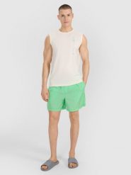 4F Spodenki casual męskie - zielone XXL. Zielone szorty męskie 4f, bez wzorów, z materiału, casualowe. W wyprzedaży za 29.99 zł.