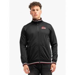 Kurtka dresowa w klasycznym kroju Lonsdale Irthing. Czarne kurtki męskie Lonsdale, m, bez wzorów, z dresówki, klasyczne, bez ramiączek, bez kaptura. Za 282.85 zł.