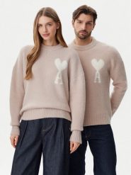 AMI Paris Sweter UKS025.KN0032 Różowy Regular Fit. Czerwone kardigany męskie AMI PARIS, m, bez wzorów, z wełny, bez ramiączek. Za 2,099.00 zł.