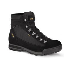Buty trekkinogwe Aku Slope Micro GTX z Vibram i Gore-tex. Czarne buty trekkingowe męskie Aku, bez wzorów, z gore-texu, sportowe, bez obcasa, bez zapięcia. W wyprzedaży za 829.00 zł.