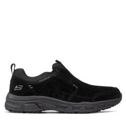 Trekkingi Skechers. Czarne buty trekkingowe męskie Skechers, bez wzorów, sportowe, bez obcasa, bez zapięcia. Za 259.99 zł.