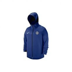 Bluza sportowa męska Nike Nba New York Knicks Showtime. Niebieskie bluzy rozpinane męskie Nike, m, bez wzorów, sportowe, bez ramiączek, z kapturem. Za 389.00 zł.