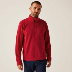 Polar roboczy męski Micro Zip Neck. Czerwone bluzy z polaru męskie Regatta, m, bez wzorów, z polaru, biznesowe, bez ramiączek, bez kaptura. W wyprzedaży za 47.99 zł.