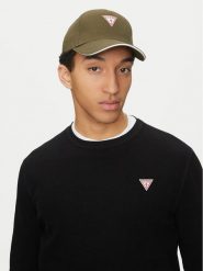 Guess Czapka z daszkiem M3YZ22 WBN60 Khaki. Brązowe czapki męskie Guess, z aplikacjami, z bawełny. Za 79.99 zł.