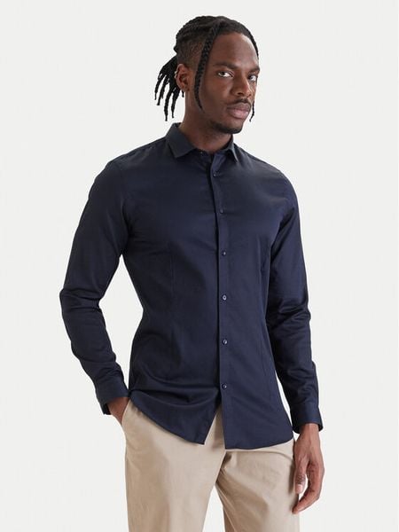 Jack & Jones Koszula Parma 12097662 Granatowy Slim Fit. Niebieskie koszule męskie Jack & Jones, l, bez wzorów, z bawełny, bez kołnierzyka, bez ramiączek. Za 229.99 zł.