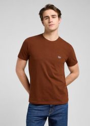 MESKA KOSZULKA LEE SS PATCH LOGO TEE LUXE BROWN 112370498. Brązowe t-shirty męskie Lee, s, bez wzorów, bez kołnierzyka, bez ramiączek. Za 79.99 zł.