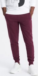 Ombre Męskie dresowe spodnie bawełniane joggery BASIC bordowe V3 OM-PABS-0174 M. Czerwone długie spodnie sportowe męskie Ombre, bez wzorów, z bawełny. Za 129.99 zł.