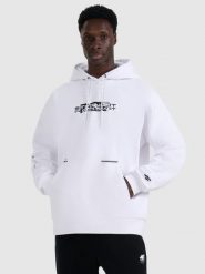 4F Bluza dresowa nierozpinana z kapturem męska - biała M. Białe bluzy nierozpinane męskie 4f, m, bez wzorów, z bawełny, z kapturem. Za 179.99 zł.