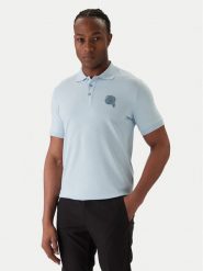 KARL LAGERFELD Polo 745022 561235 Błękitny Regular Fit. Niebieskie koszulki polo męskie KARL LAGERFELD, l, bez wzorów, z bawełny, bez kołnierzyka, bez ramiączek. Za 479.99 zł.