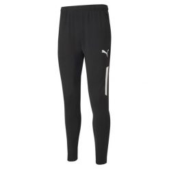 Męskie treningowe spodnie piłkarskie teamLIGA Pro PUMA Black White. Białe długie spodnie sportowe męskie Puma, bez wzorów, do piłki nożnej. Za 129.99 zł.