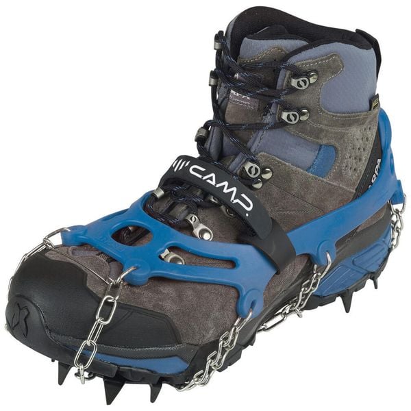 Raczki dla dorosłych Camp Ice Master nakłdki antypoślizgowe. Niebieskie buty trekkingowe męskie CAMP, bez wzorów, sportowe, bez obcasa, bez zapięcia. Za 127.99 zł.