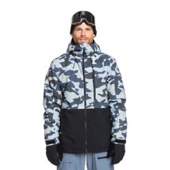 Kurtka snowboardowa męska Quiksilver Mission Printed Block. Niebieskie kurtki męskie Quiksilver, na zimę, m, bez wzorów, bez kaptura, snowboardowy. Za 719.99 zł.