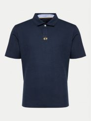 La Martina Polo YMP020 JS392 Granatowy Regular Fit. Niebieskie koszulki polo męskie La Martina, m, bez wzorów, z bawełny, bez kołnierzyka, bez ramiączek. Za 389.99 zł.