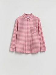 Koszula comfort fit w kratę - brudny róż. Czerwone koszule męskie Reserved, l, bez wzorów, z bawełny, bez kołnierzyka, bez ramiączek. Za 119.99 zł.