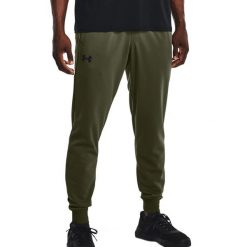 Spodnie fitness męskie Under Armour Armour Fleece Joggers. Zielone długie spodnie sportowe męskie Under Armour, bez wzorów, na fitness i siłownię. W wyprzedaży za 239.05 zł.
