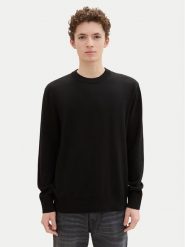 Tom Tailor Denim Sweter 1042509 Czarny Regular Fit. Czarne kardigany męskie Tom Tailor Denim, m, bez wzorów, z bawełny, bez ramiączek. Za 159.99 zł.