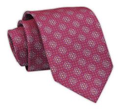Krawat Męski, Bordowy, Wzór Geometryczny, Klasyczny, Szeroki 7,5 cm, Elegancki -CHATTIER. Czerwone krawaty i muchy męskie Chattier, bez wzorów, z tkaniny, eleganckie. Za 49.00 zł.